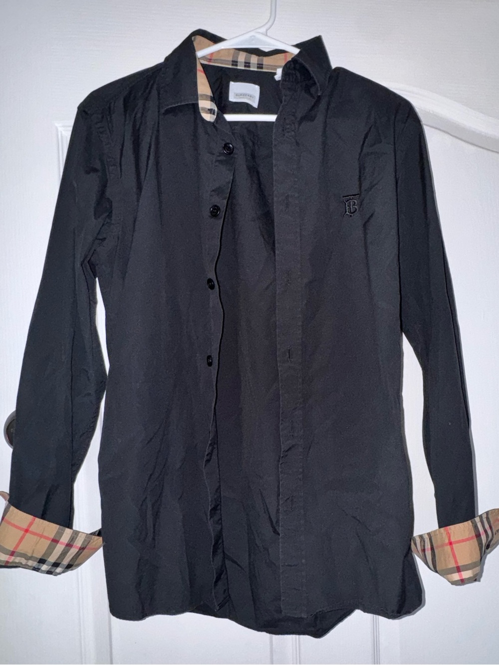 Burberry Black Button-Up Shirt with Classic Nova Check